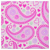 Roze Paisley Love Hearts Stof (Swatch)