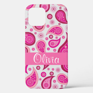 Roze Paisley Name Girly iPhone 12 Pro Hoesje