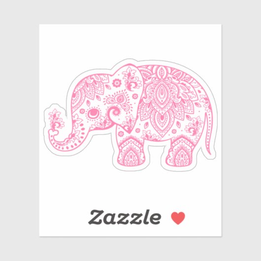 Roze paisley olifant sticker (Vel)