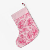 Roze Paisley Patroon Monogram Kleine Kerstsok (Achterkant (Hangend))