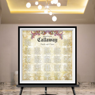 Roze Paisley Pauwontvangst zitplaatsgrafiek Poster