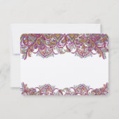 Roze Paisley Peacock Wedding RSVP (Achterkant)