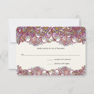 Roze Paisley Peacock Wedding RSVP
