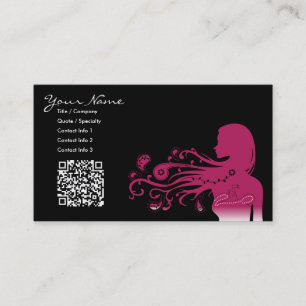 roze paisley :  qr-code visitekaartje