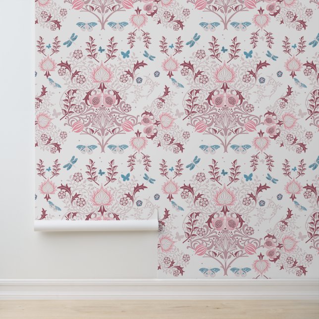 Roze palet William Morris Design Behang (Applicatie)