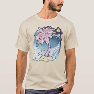 Roze palm & blauwe vogel Mannen T-shirt