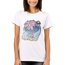 Roze Palm & Blue Bird T-shirt voor dames