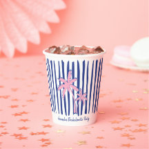 Roze Palm Paar op Blauwe Strepen Meisjesavond Fees