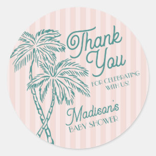 Roze Palm Spring Pastel Beach Baby shower Favoriet Ronde Sticker