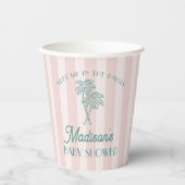 Roze Palm Spring Pastel Beach Baby shower Papieren Bekers (Voorkant)