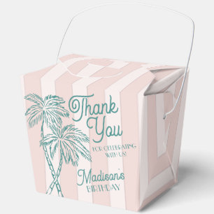 Roze Palm Spring Pastel Beach verjaardagsfeestje Bedankdoosjes