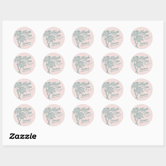 Roze Palm Spring Pastel Beach Vrijgezellenfeest Fa Ronde Sticker (Vel)