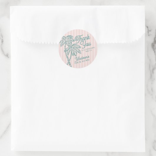 Roze Palm Spring Pastel Beach Vrijgezellenfeest Fa Ronde Sticker (Tas)