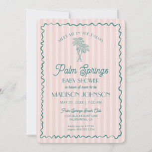 Roze Palm Springs Pastel Beach Cabana Baby shower Kaart