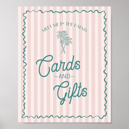 Roze Palm Springs Pastel Beach Kaarten en geschenk Poster (Voorkant)