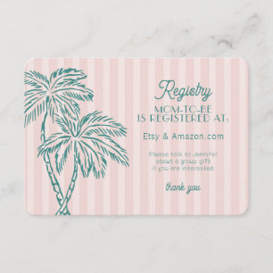 Roze Palm Springs Pastel Beach Registry Insert Informatiekaartje