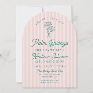 Roze Palm Springs Pastel Beach Verjaardag Weekend Kaart