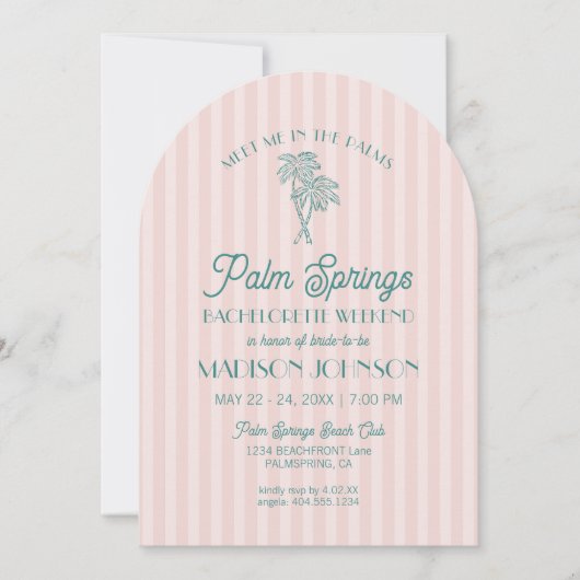 Roze Palm Springs Pastelkleurig Strand Bruidsmeisj Kaart (Voorkant)