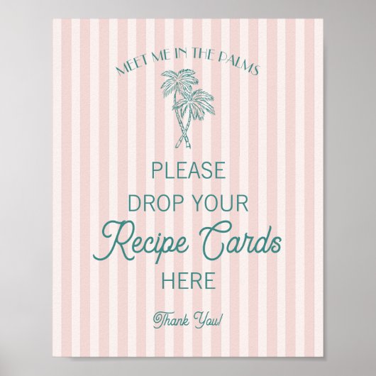 Roze Palm Springs Strand Deel een recept Bruiloft Poster (Voorkant)