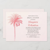Roze Palm Tree Beach Bruids Douche Uitnodigingen (Voorkant / Achterkant)