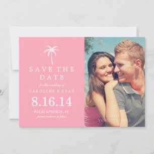 Roze Palm Tree Fotobruiloft Bewaar de datum Save The Date