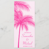 Roze Palm Tree Tropische bruiloft programma (Voorkant)