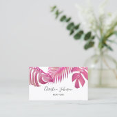 roze palmbladeren visitekaartje (Staand voorkant)