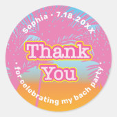Roze palmbomen dank u ronde sticker (Voorkant)