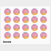 Roze Palmbomen Dank U Ronde Sticker (Vel)