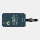 Roze palmbomen met flamingpalmen en bloemkolen bagagelabel (Achterkant horizontaal)