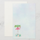 Roze palmbomen met flamingpalmen en bloemkolen briefpapier (Voorkant / Achterkant)