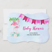 Roze palmbomen met flamingpalmen en bloemkolen kaart (Voorkant)