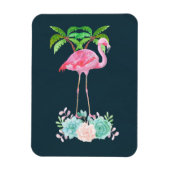 Roze palmbomen met flamingpalmen en bloemkolen magneet (Verticaal)