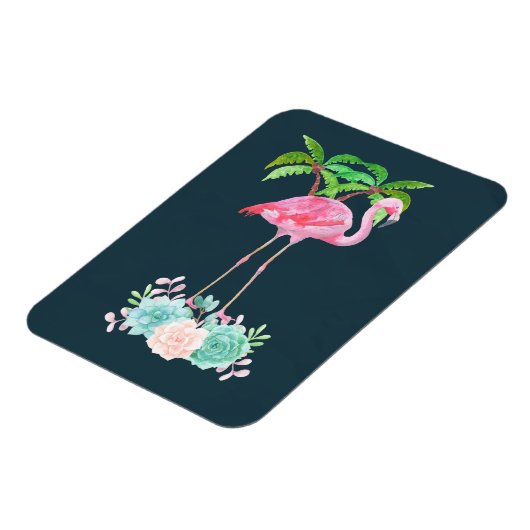 Roze palmbomen met flamingpalmen en bloemkolen magneet (Linkerzijde)