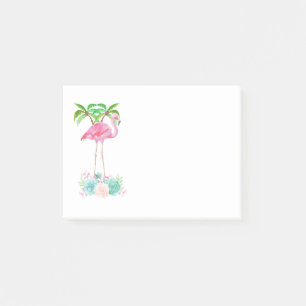 Roze palmbomen met flamingpalmen en bloemkolen post-it® notes