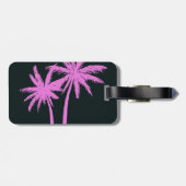 Roze palmboom op zwart Bagagelabel (Achterkant horizontaal)