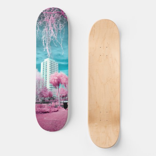 Roze palmboom skateboard (Voorkant)
