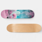 Roze palmboom skateboard (Horizontaal)