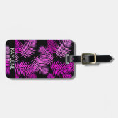 Roze Palmenbladeren Gepersonaliseerde Bagage Tag Bagagelabel (Voorkant horizontaal)