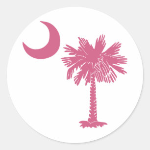 Roze Palmetto Moon Ronde Sticker