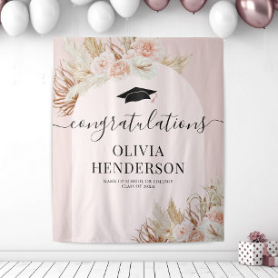 Roze Pampagras Afstudeerdecoratie Wandkleed