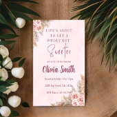 Roze Pampas Gras Boho Uitnodiging voor de Douche