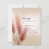 Roze Pampas Grass Bohemian Boho Bruiloft RSVP Kaart (Voorkant)