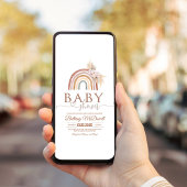 Roze Pampas Grass Boho Rainbow Baby shower Kaart