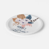 Roze Pampas Grass en Veer Vrijgezellenfeest Papieren Bordje (Gekanteld)