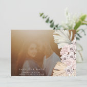 Roze Pampas Grass Floral Tropisch Oerwoud Save The Date (Staand voorkant)