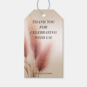 Roze Pampasgras Boheemse Boho Bruiloft Cadeaulabel