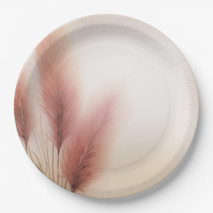 Roze Pampasgras Boheemse Boho Bruiloft Papieren Bordje
