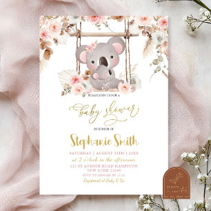 Roze Pampasgras Flora Koala Australische Baby Meis Kaart