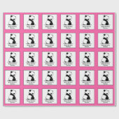 Roze Panda Beer Aangepaste verjaardag Cadeaupapier (Vlak)